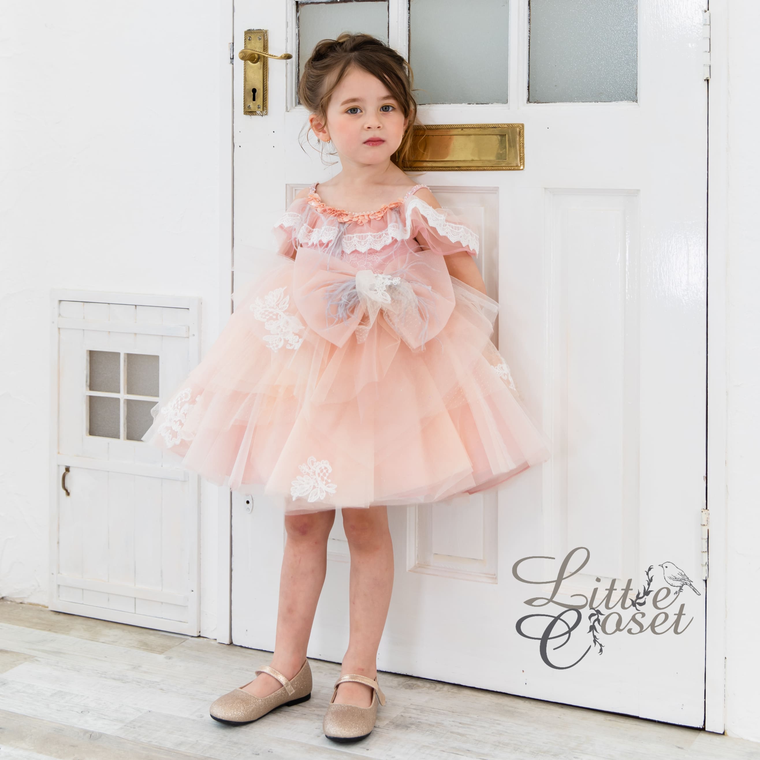 スタジオ撮影使用 子供用ドレス(ピンク) サイズ100 <y140>m 微笑ましい 