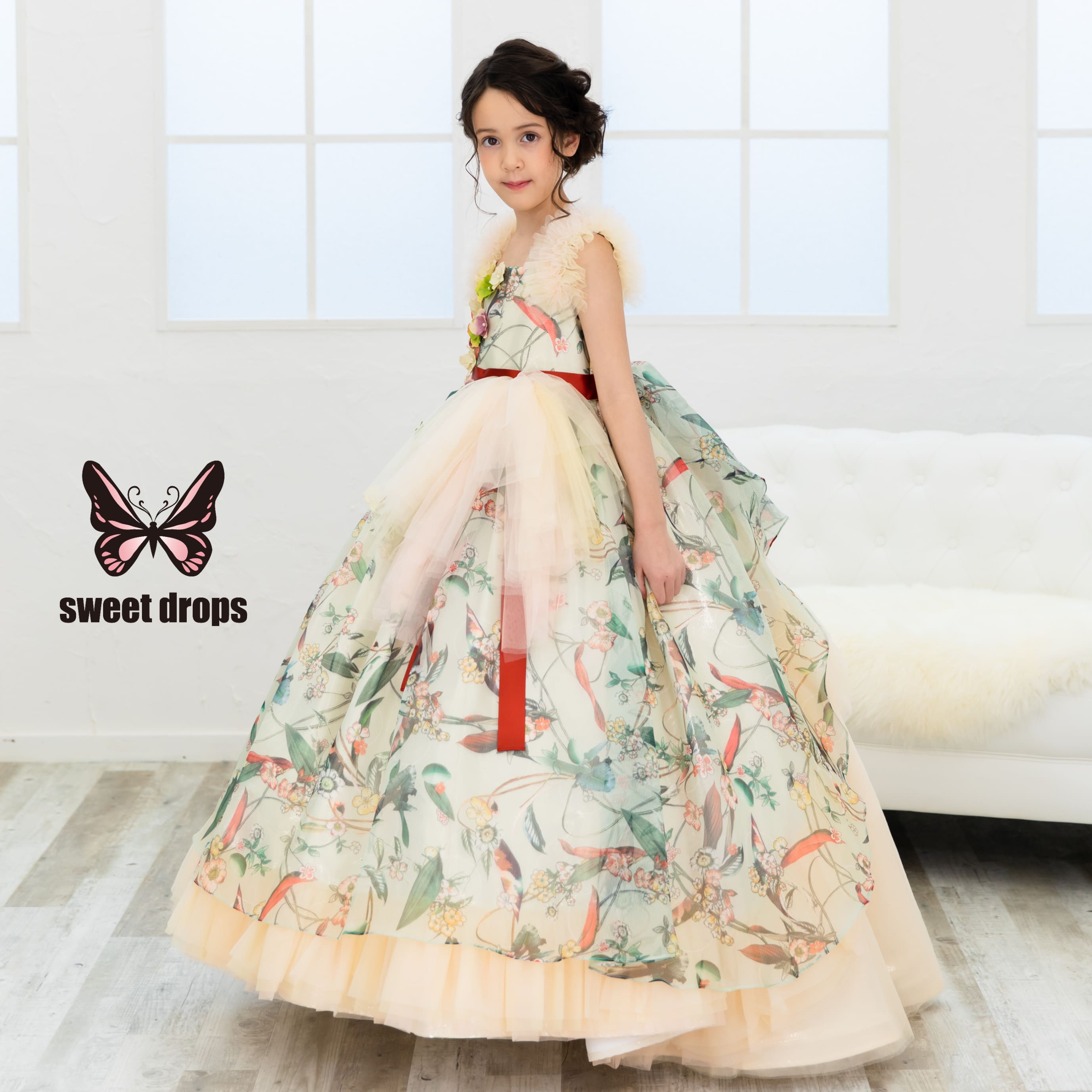 美品 june little closet ペタルドレス 120 でかき ミルクベージュ
